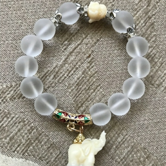 Unavailable-Elephant Bracelet w/Quartz Beads - Picture 2 of 8